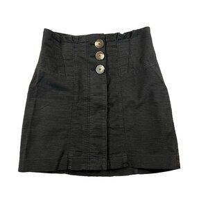 Free People Every Minute Every Hour Black High‎ Waisted Button Skirt 0